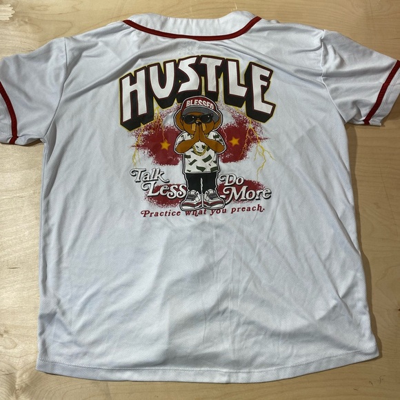 Hustle Bear Hip Hop Baseball Style Shirt Large (CT) - Picture 7 of 11